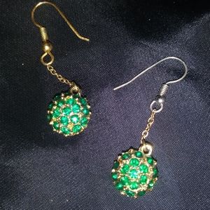 Vintage hanging faux Emerald earrings
